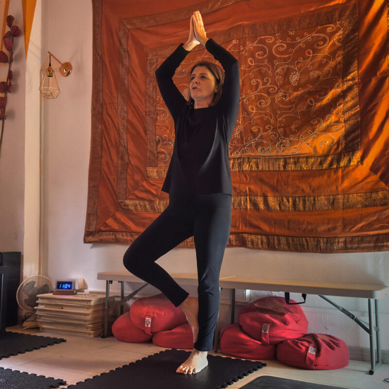 Yoga Posturale centro Sorig Khang di Bologna allieva in asana di equilibrio